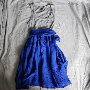 Anthropologie Blue and Gray Midi Dress